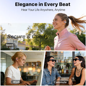 YUEHEMEI open-ear design stays comfortable during work or workouts.