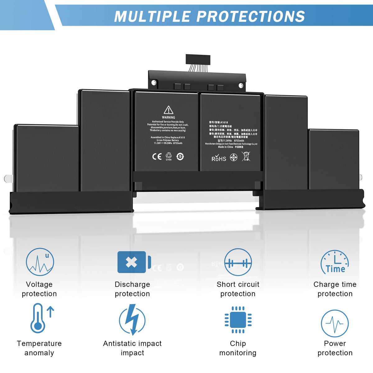 YUERYE A1398 next to a ruler for size-scale clarity and correct replacement fit