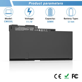 YUERYE CM03XL battery inside box ready-to-use replacement kit.