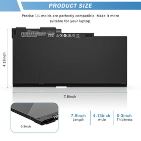 YUERYE CM03XL battery label with part numbers for quick swaps.