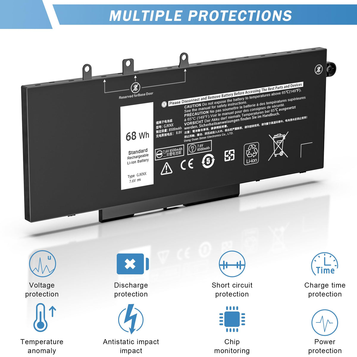 YUERYE GJKNX 68Wh battery internal cells highlight premium-grade construction
