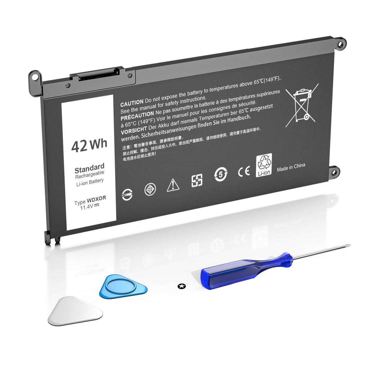 YUERYE WDX0R battery unit close-up highlights compact 3-cell design.