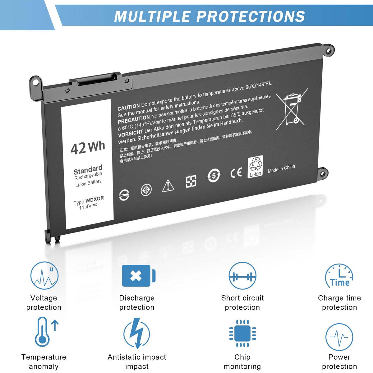 YUERYE WDX0R battery with screwdriver included for easy DIY replacement.