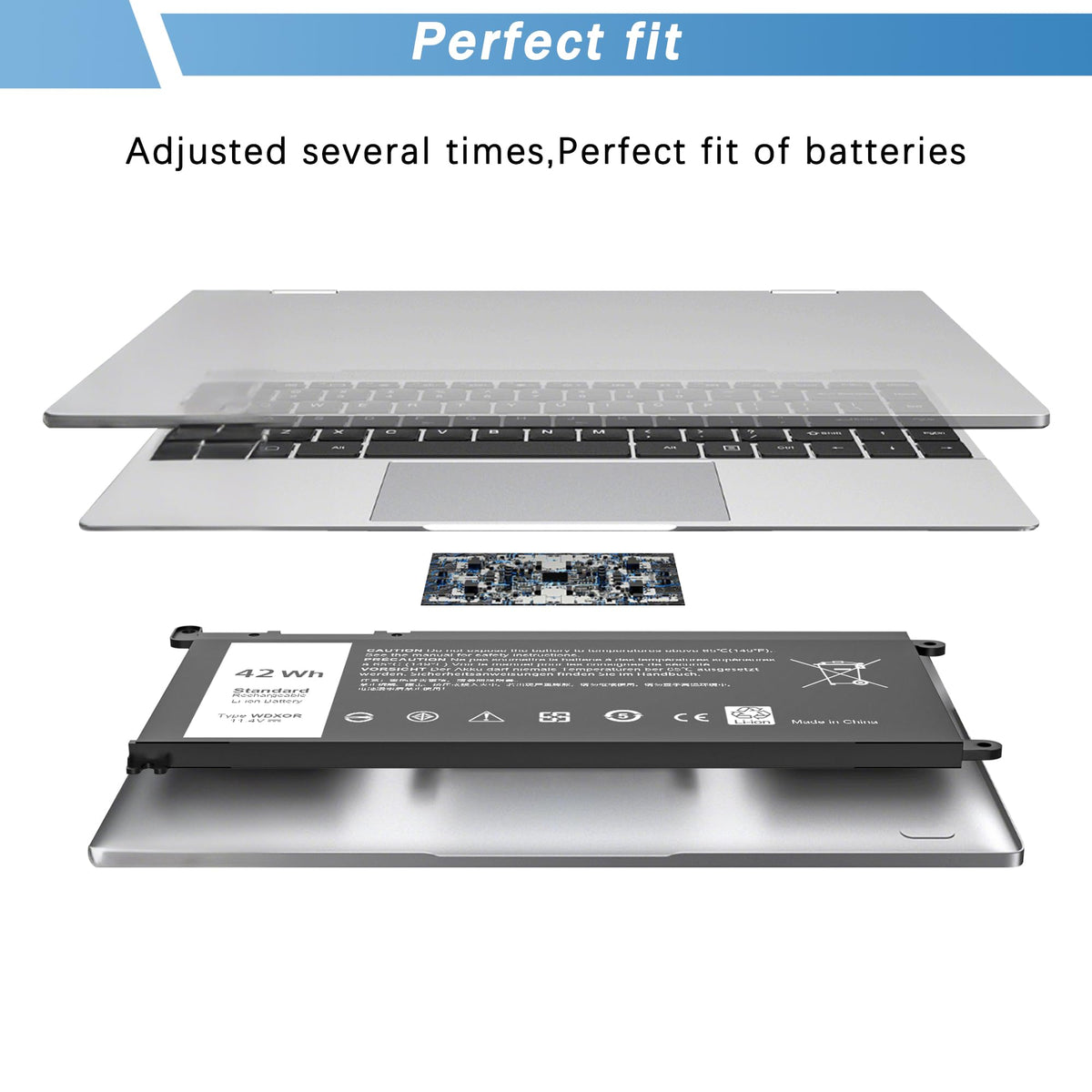 YUERYE WDX0R battery in a laptop enables on-the-go use.