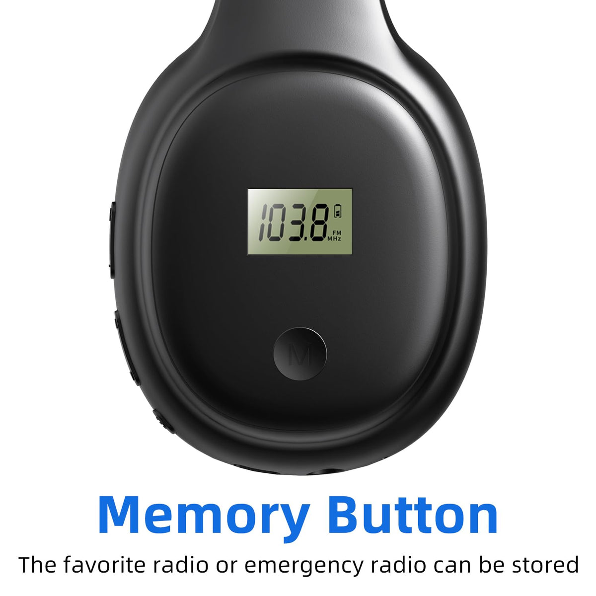 YUFFUN portable FM radio headphones folded for easy travel