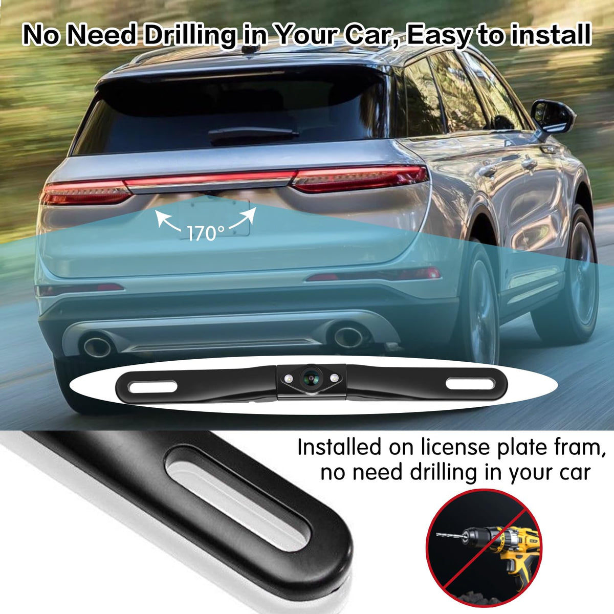 YUGUANG license plate mount for easy, drill-free installation.