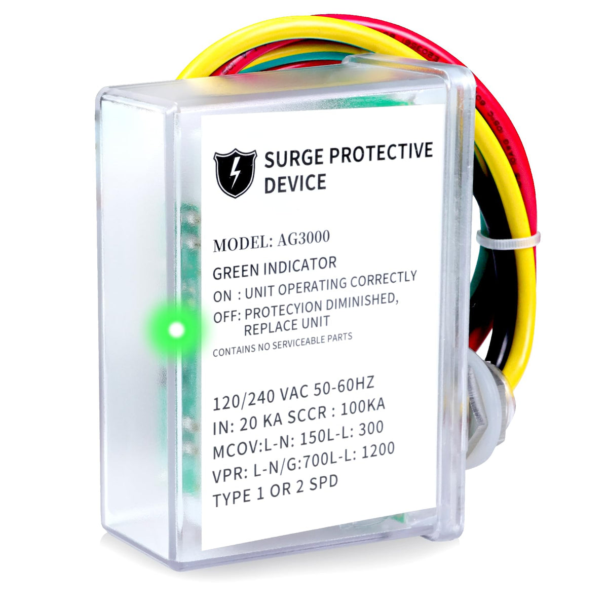 YUKGAMS AG3000 front view showing compact watertight housing and mounting feature for durable protection