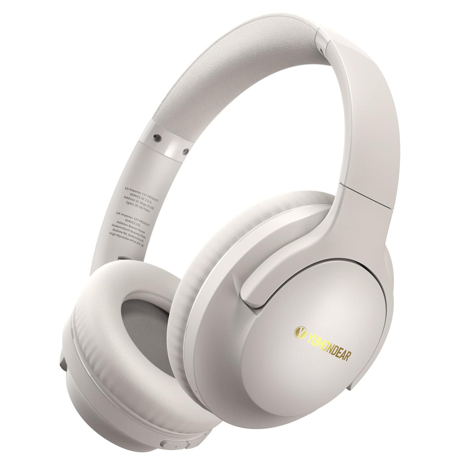 YUMONDEAR headphones showcasing 80-hour battery for long trips and commutes