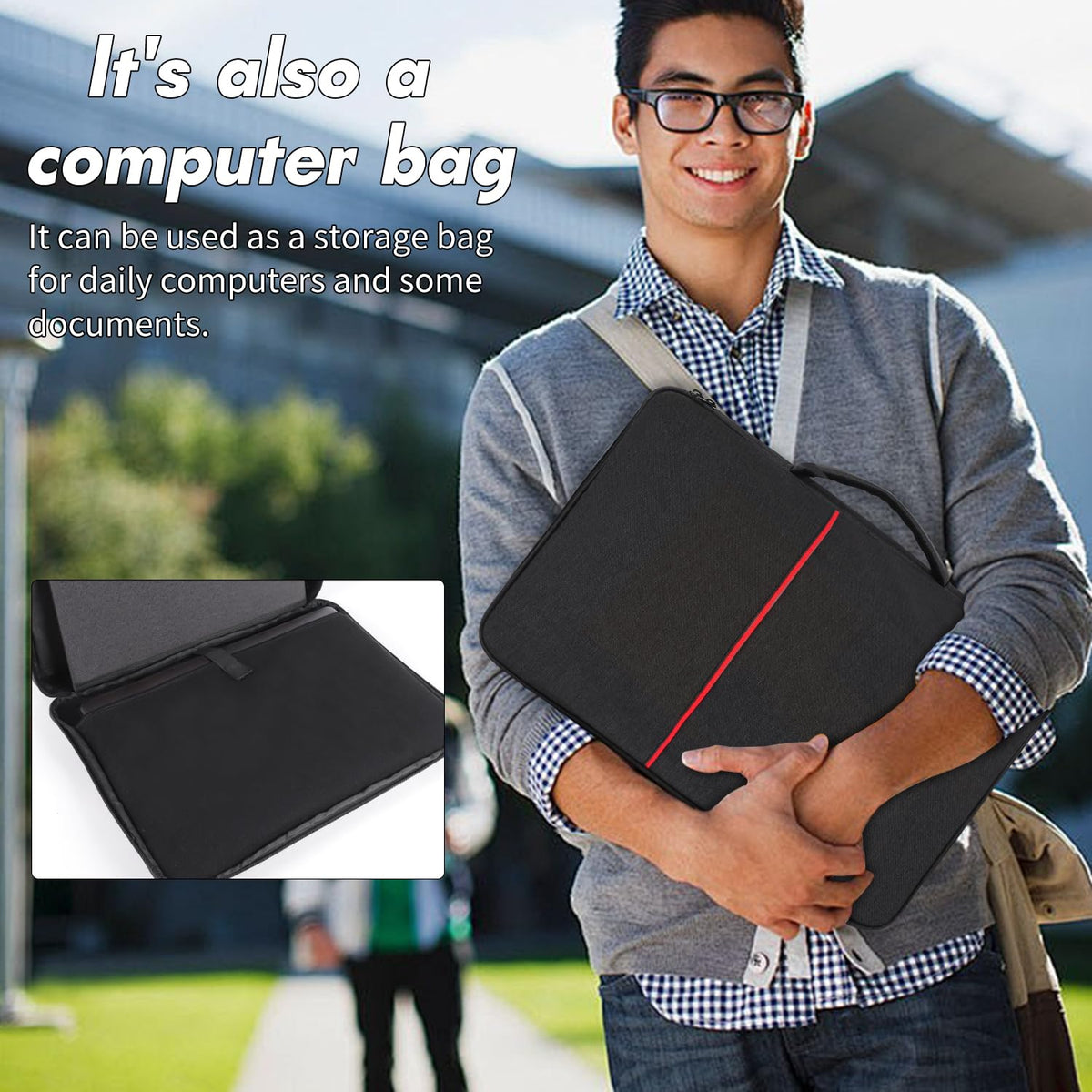 Yumt open storage compartment holding documents and pens