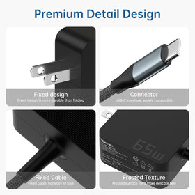 Yuncaiiz 65W USB-C charger compact travel setup demonstrates portability