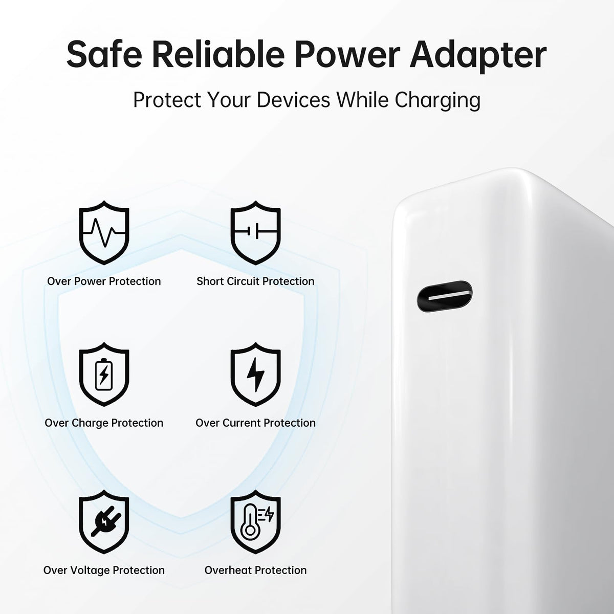 Yuncaiiz MacBook Pro 13-14 inch charger connected via USB-C for fast charging.
