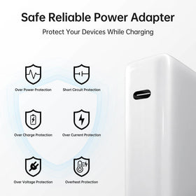 Yuncaiiz MacBook Pro 13-14 inch charger connected via USB-C for fast charging.