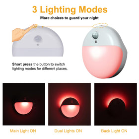 YUNLEX red night light backlight mode showing gentle glow for bedrooms.