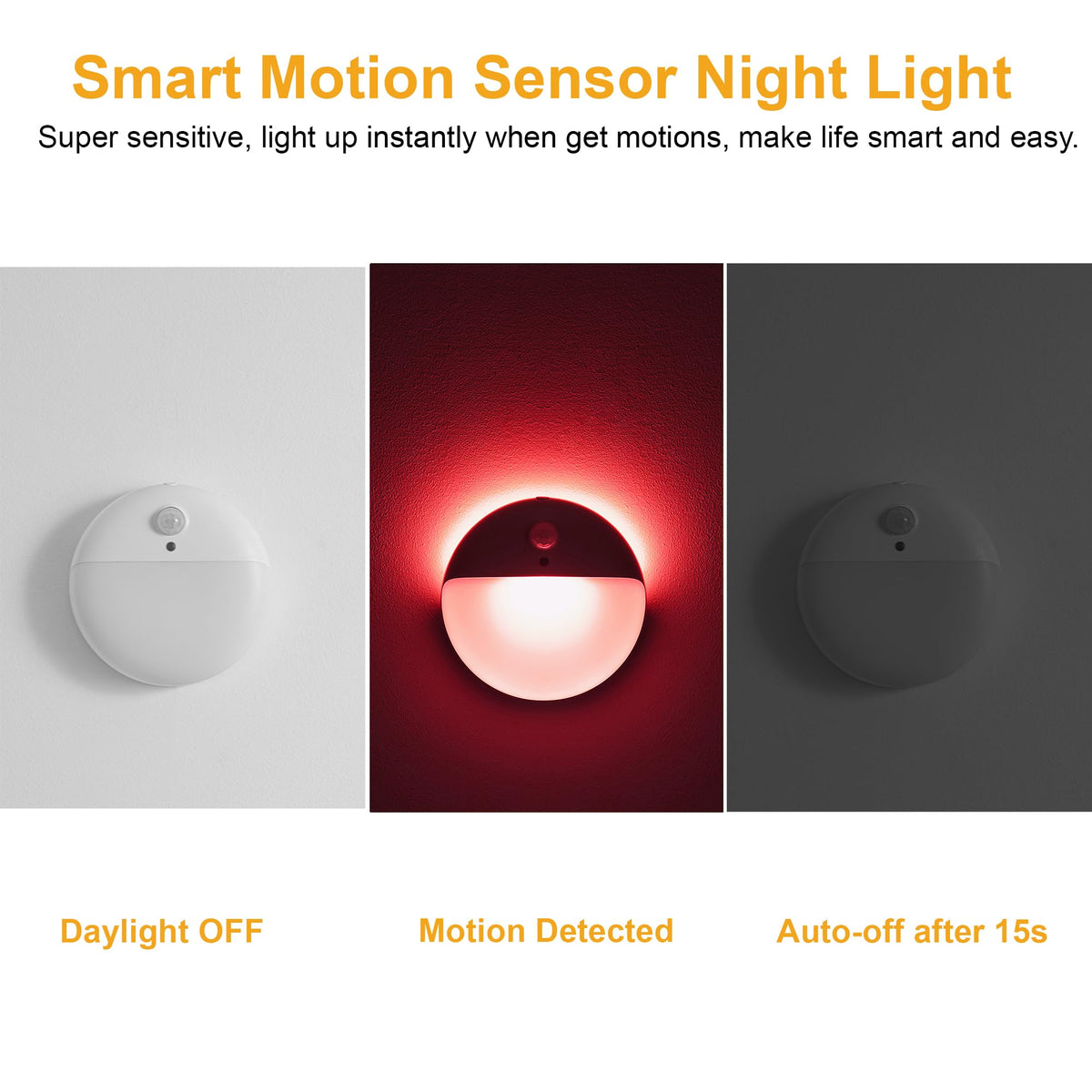 YUNLEX motion sensor night light detects movement up to 12 feet.