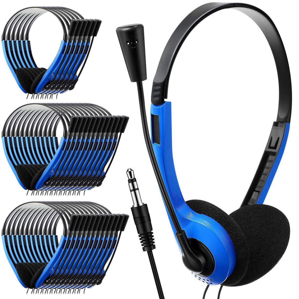 Yunsailing front view of blue headset showing durable design and easy identification