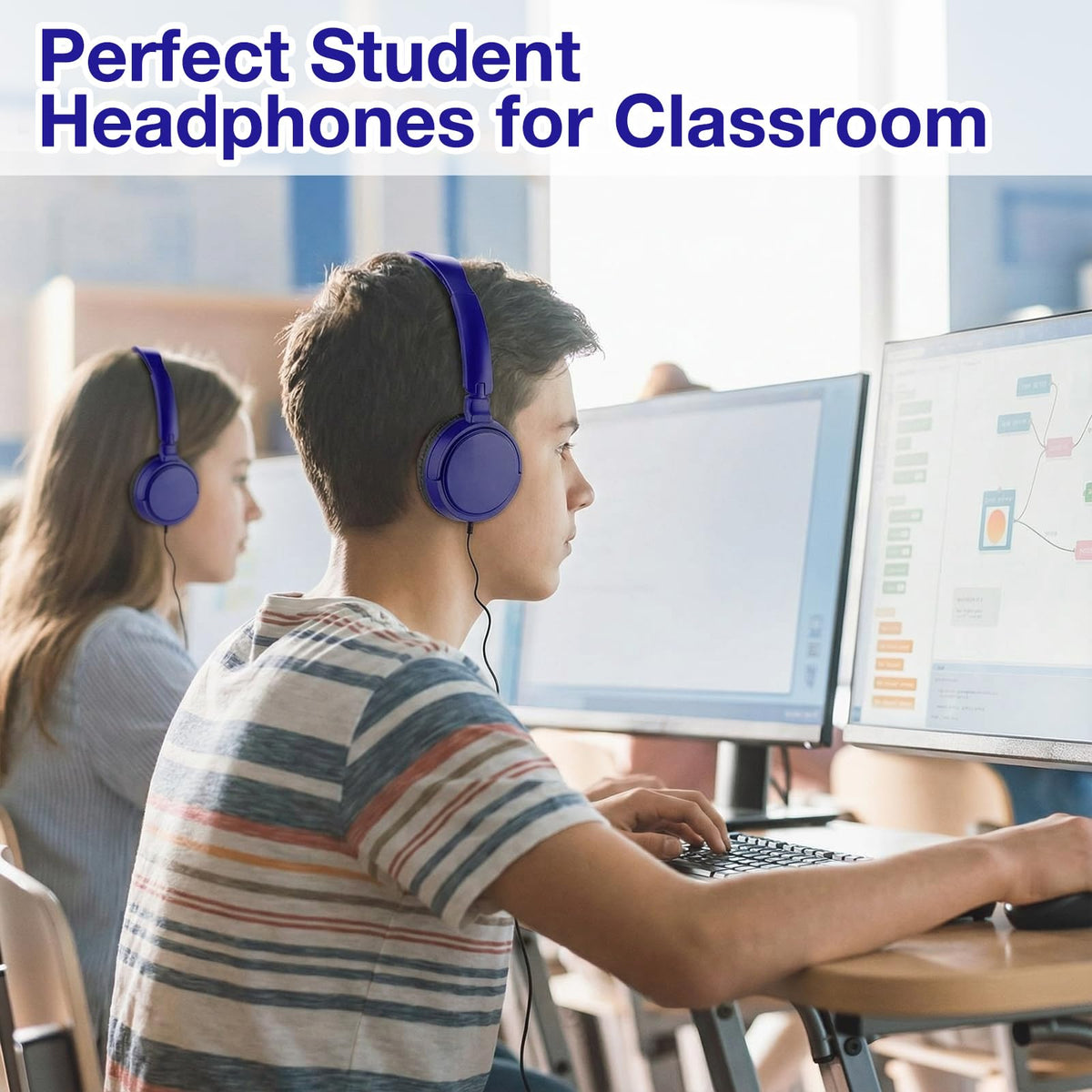 Yunsailing folded headphones compact for storage and easy classroom stowage
