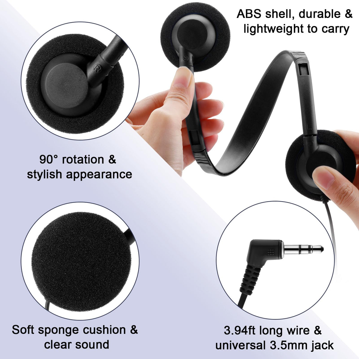 Yunsailing headphones with 3.5 mm plug for universal device compatibility.