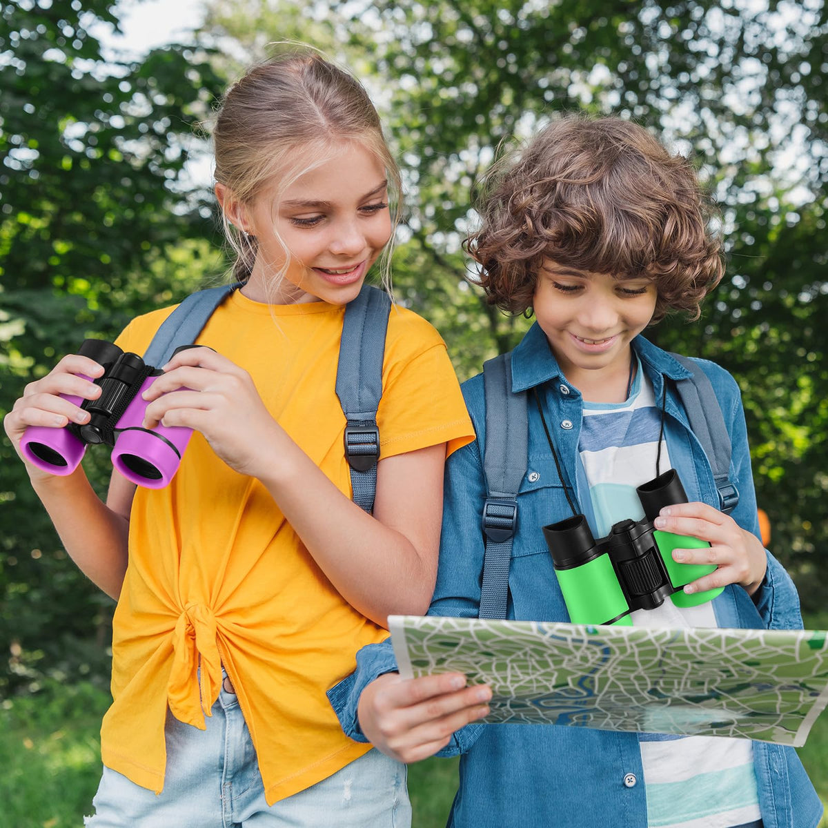Yunsailing binoculars on a campsite table encouraging outdoor learning
