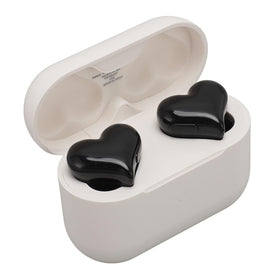 Yunseity heart-shaped earbuds with charging case for easy travel and quick pairing