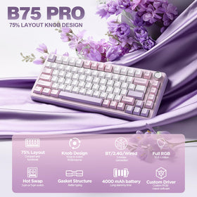YUNZII B75 PRO gasket mount view highlights quiet typing and solid feel.