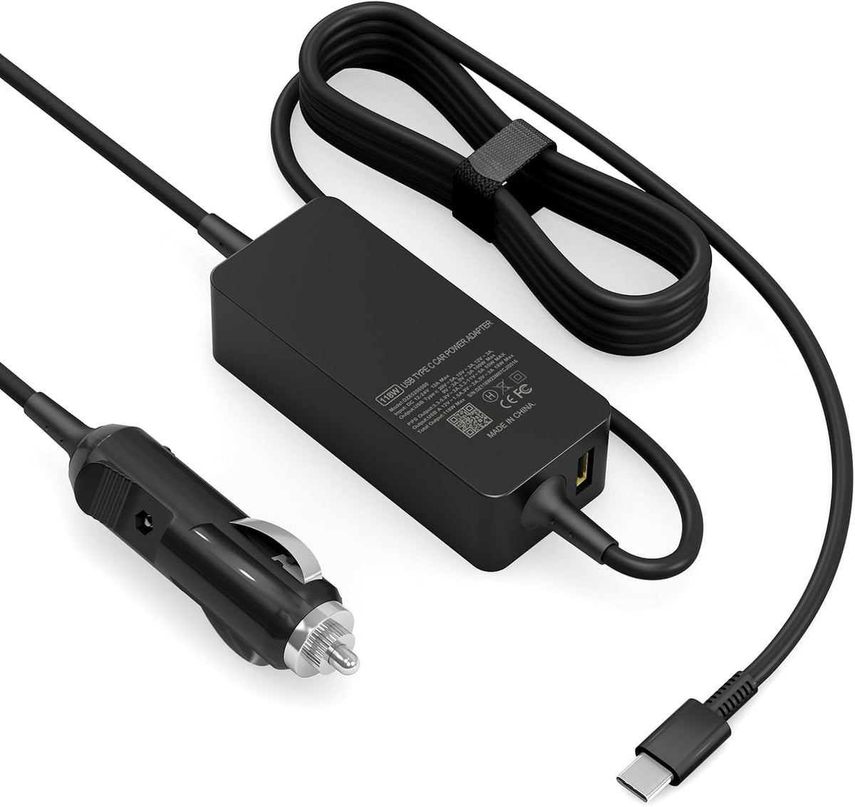 YURCIPWE front view showing ports and compact design for reliable car charging