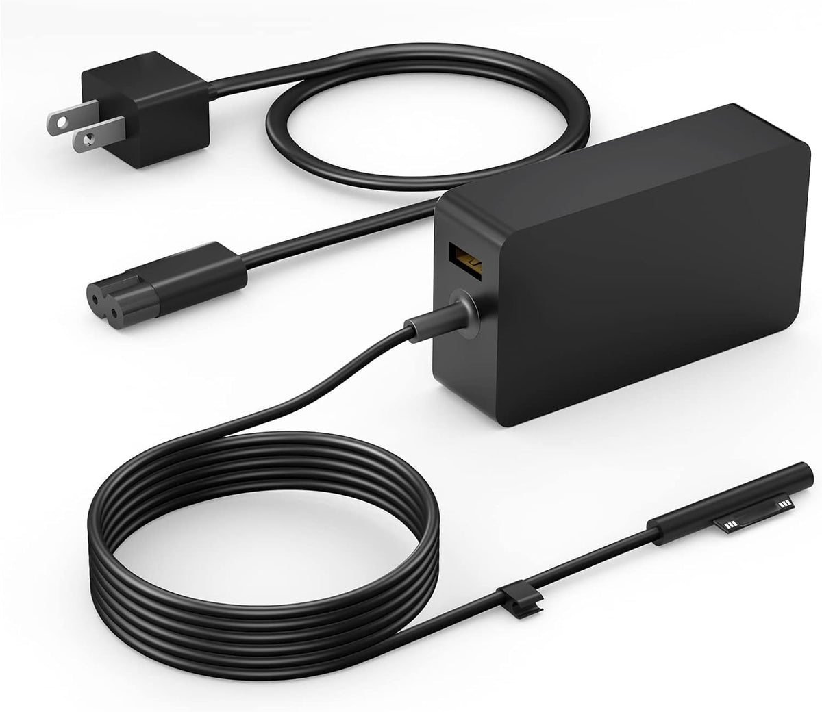 YURCIPWE Surface Pro charger front view with 65W power for fast charging