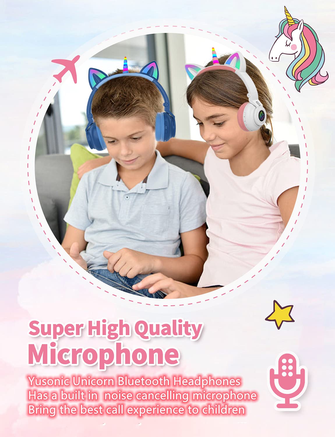 YUSONIC built-in microphone supports online learning and group calls for children