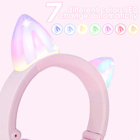 YUSONIC Cat Ear Headphones for kids with kawaii design, perfect for study time.