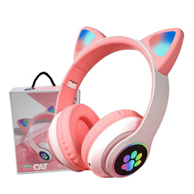 YUSONIC front view of white cat-ear headphones showing design and portability