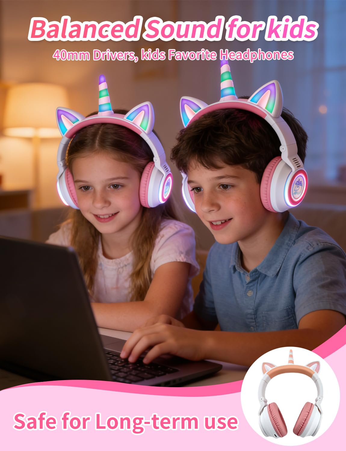 YUSONIC adjustable headband pictured for secure, growing head fit