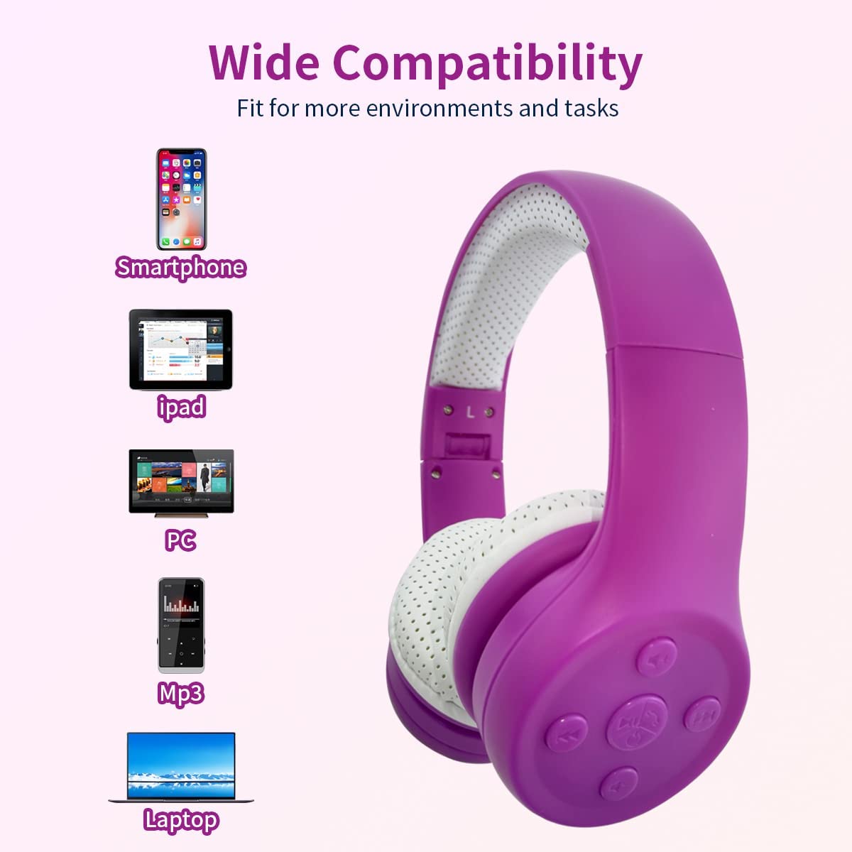 YUSONIC Headphones with 3.5mm cable; continue listening if battery runs low.
