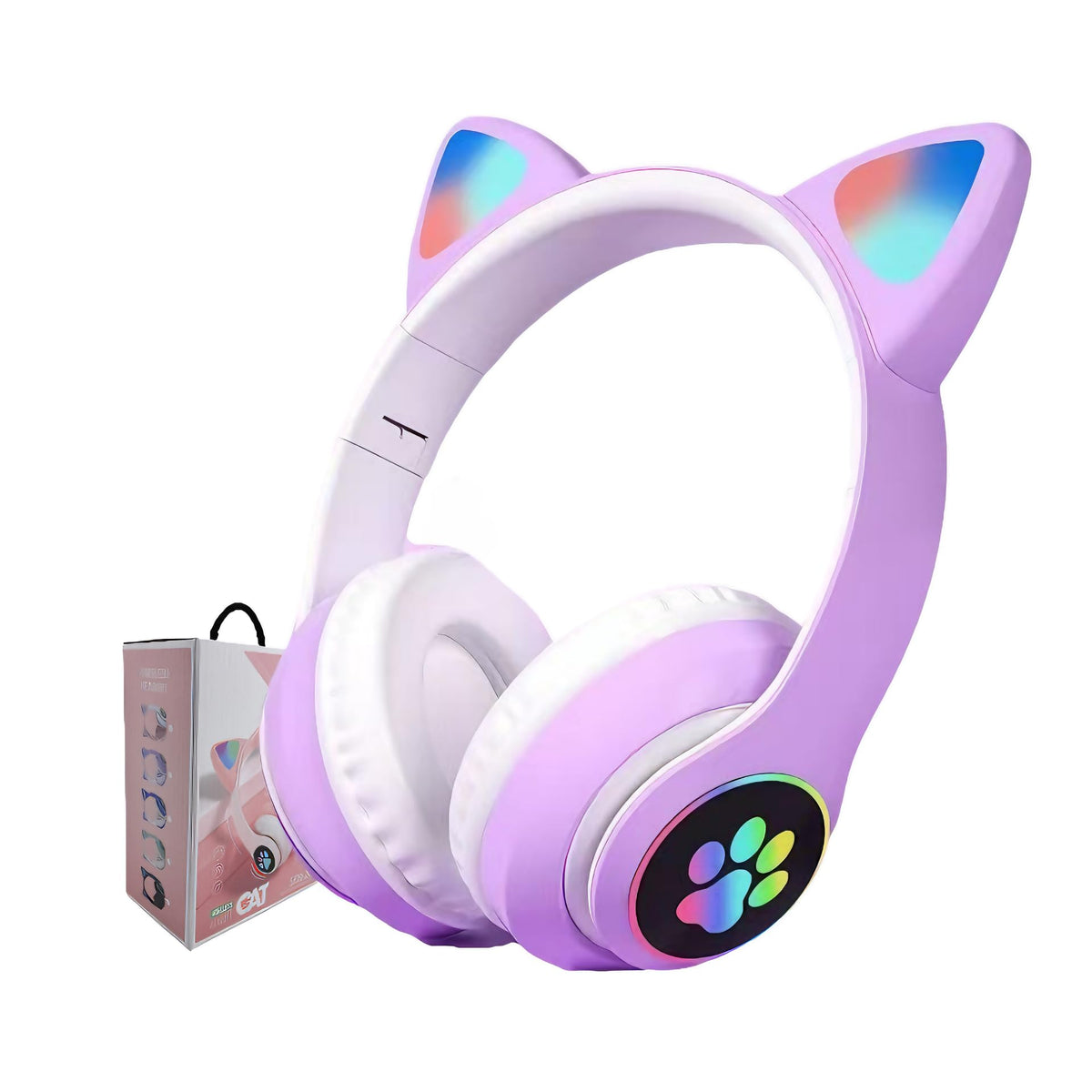 YUSONIC Kids Headphones Lilac wireless with 3.5 mm backup cable for uninterrupted use.