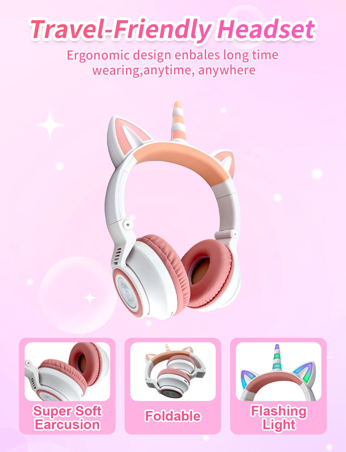 YUSONIC child wearing headphones shows safe listening during learning