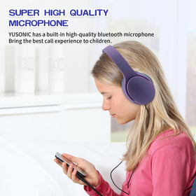 YUSONIC E6 purple headphones with 94 dB limit for safer listening