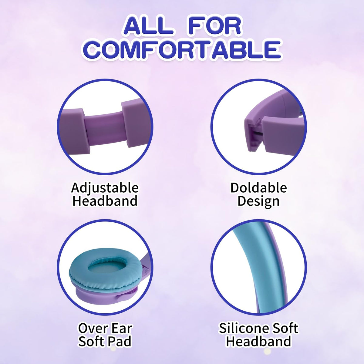 YUSONIC E6 purple ear cushions with soft mesh for comfy wear