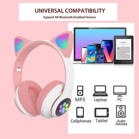 YUSONIC lit multicolor LEDs on headphones adding fun visual engagement