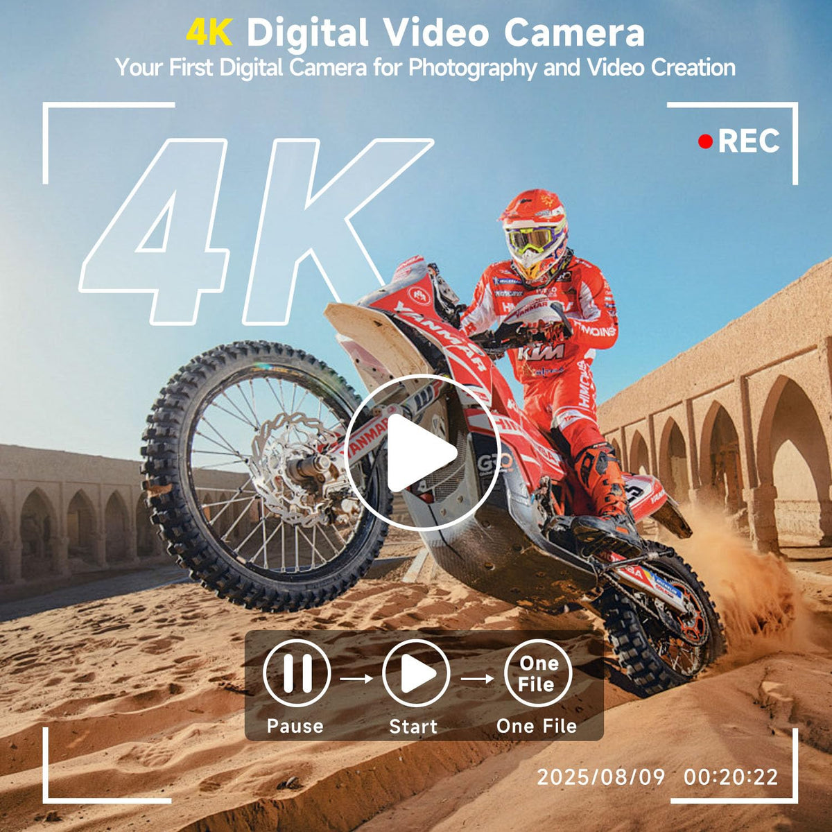 YUSSBCU flip screen open showing 180° rotation for easy vlogging framing