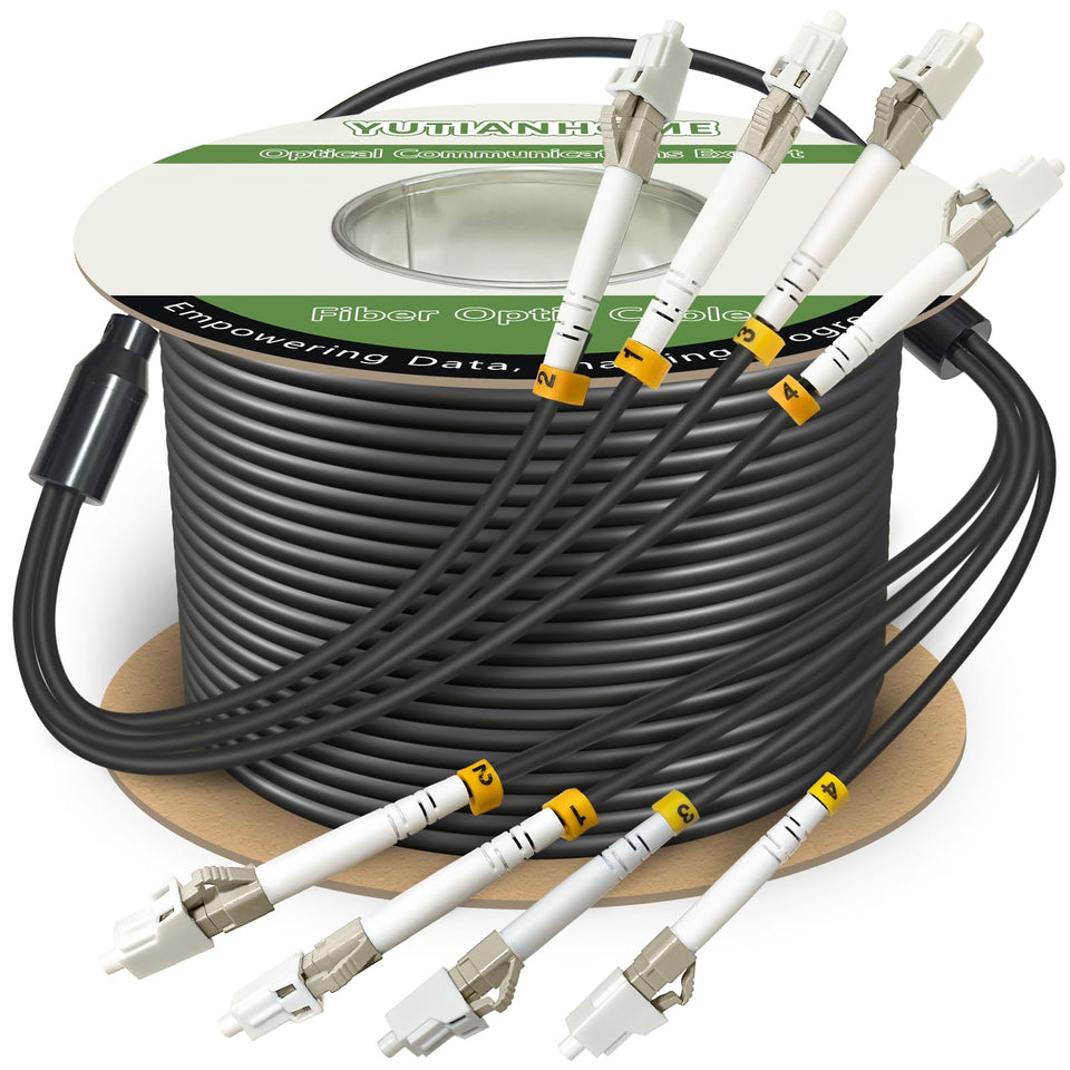 YUTIANHOME 120ft armored OM3 patch cable for rugged outdoor installations.