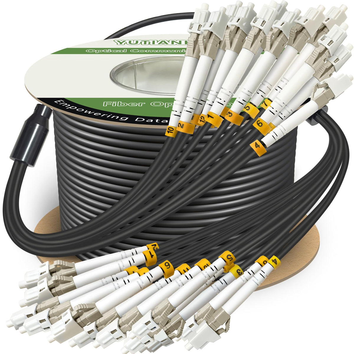 YUTIANHOME 50m 12-core OM3 outdoor armored fiber patch cable ready for direct burial