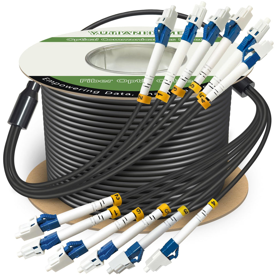 YUTIANHOME 6-core armored TPU fiber cable coil ready for rugged outdoor deployment