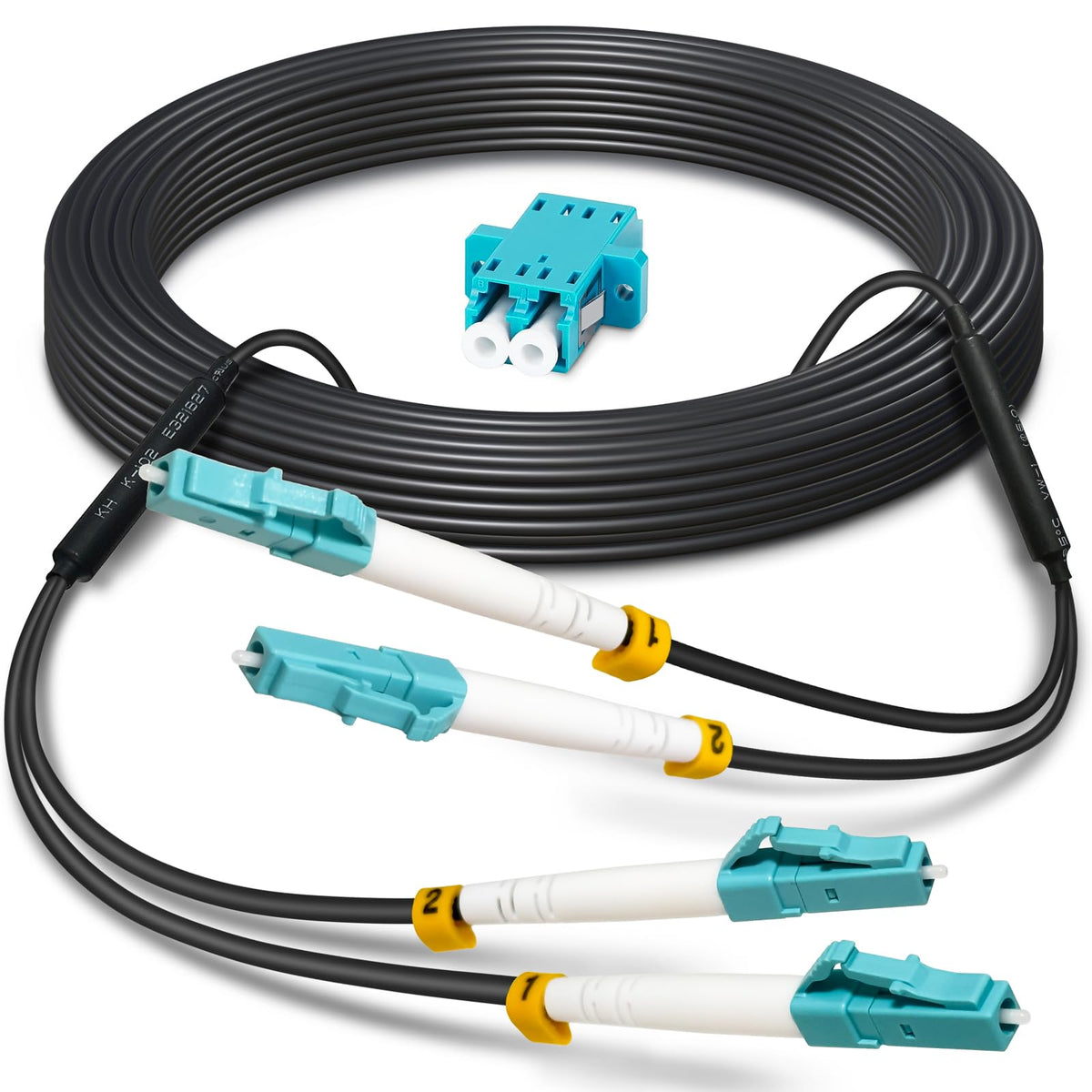 YUTIANHOME armored OM3 LC-LC patch cable for outdoor use with rugged protection.