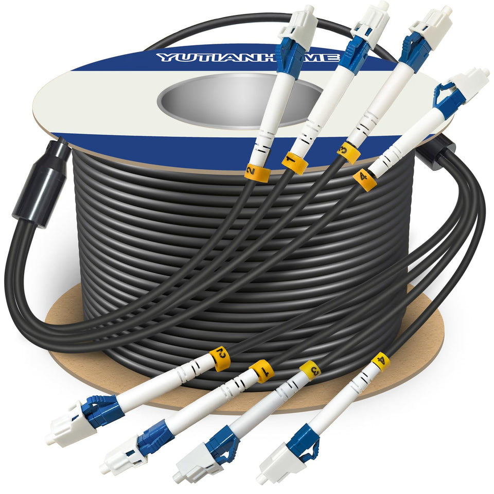YUTIANHOME armored TPU cable exterior view showing rugged outdoor protection