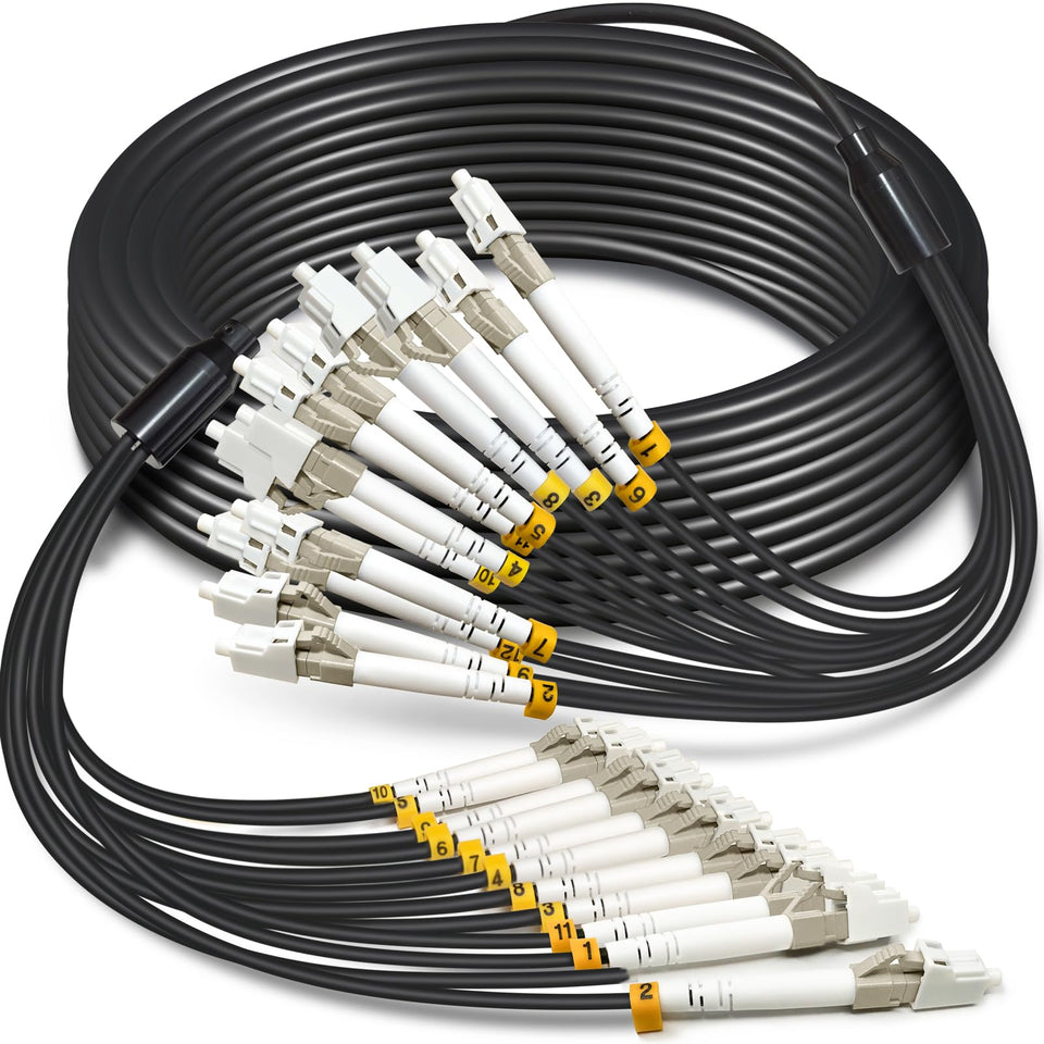 YUTIANHOME 12-core OM3 armored fiber cable exterior for rugged outdoor use.