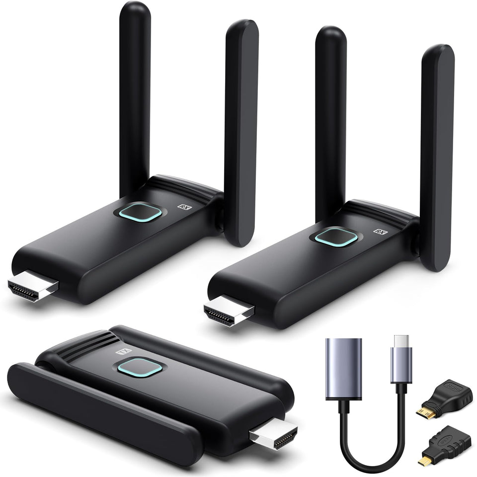 YUYUNLOMN wireless HDMI sender delivers crisp video to up to six displays.