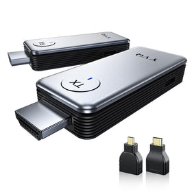 YVQ transmitter and receiver front view showing compact form and clean wireless benefit