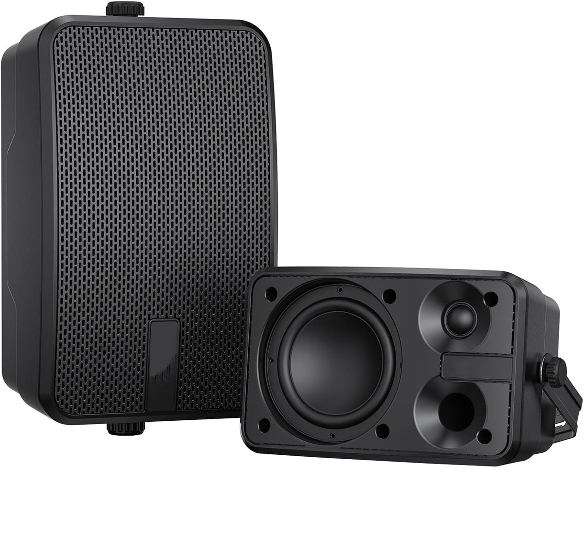 YVU front view speakers showing design and durable grill for outdoor use