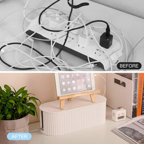 YWHWXB cable box lid-slot design keeps devices within reach while charging.