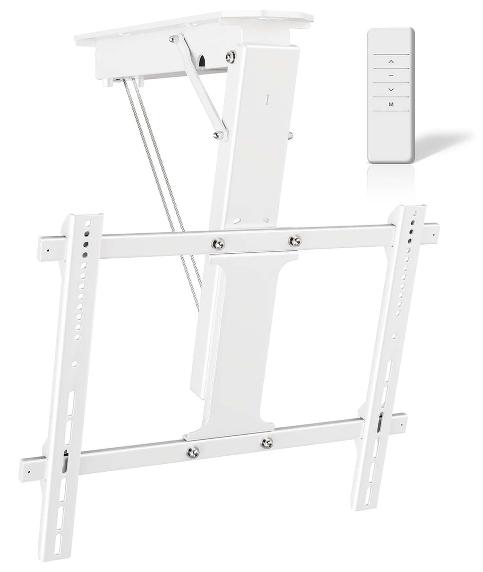 Ywin electric ceiling TV mount with remote for easy angle control.