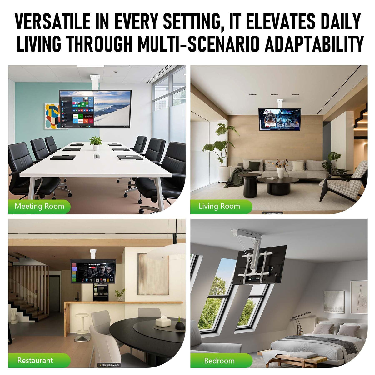White finish ceiling mount blends with modern decor.