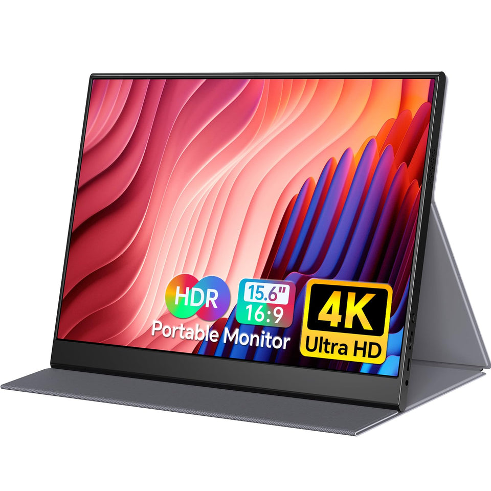 Yxk portable monitor with 4K screen on a laptop for crisp multitasking visuals.